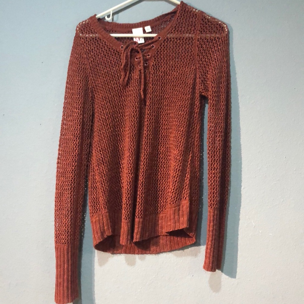 Knitted see through long sleeve sweater